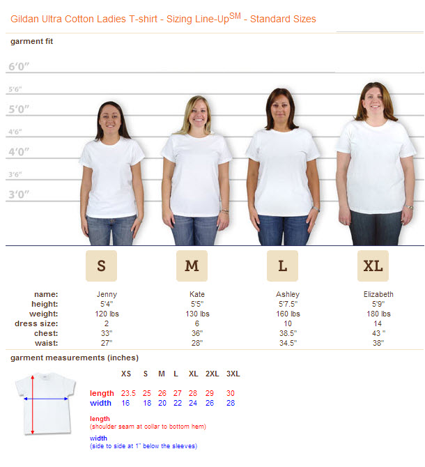 Womens t shirt size guide
